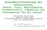 FB+E Forschung, Beratung + Evaluation GmbH, Berlin Dr. Wolf Kirschner Gesundheitsförderung bei Arbeitslosen Bedarf, Ziele, Möglichkeiten, Projektansätze,