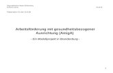1 Arbeitsförderung mit gesundheitsbezogener Ausrichtung (AmigA) - Ein Modellprojekt in Brandenburg - 04.09.06 Präsentation für den 25.9.06 Regionaldirektion.