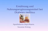 Ernährung und Nahrungsergänzungsmittel bei Diabetes mellitus Apothekerin Dipl.Pharm. Susanne König.