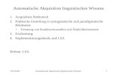 WS 05/06Automatische Akquisition linguistischen Wissens1 1.Acquisition Bottleneck 2.Praktische Einteilung in syntagmatische und paradigmatische Relationen.