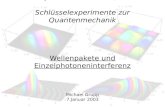 Massehafte Teilchen1 Hauptseminar WS2002/2003 Schlüsselexperimente zur Quantenmechanik Wellenpakete und Einzelphotoneninterferenz Michael Grupp 7.Januar.
