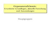 Organometallchemie : Erweiterte Grundlagen, aktuelle Forschung und Anwendungen Hauptgruppen.