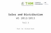 Sales and Distribution WS 2012/2013 Teil 3 Prof. Dr. Richard Roth.