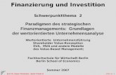 Slide no.: 1 Prof. Dr. Rainer Stachuletz – Berlin School of Economics Finanzierung und Investition Schwerpunktthema 2 Paradigmen des strategischen Finanzmanagements: