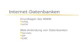 Internet-Datenbanken Grundlagen des WWW HTML HTTP Web-Anbindung von Datenbanken Servlets JSP JDBC.
