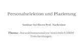 Personalselektion und Plazierung Thema: Auswahlnutzenanalyse hinsichtlich HRM Entscheidungen Seminar bei Herrn Prof. Nachreiner.