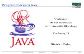 Programmierkurs Java Vorlesung 15 Dietrich Boles Seite 1 Programmierkurs Java Vorlesung am FB Informatik der Universität Oldenburg Vorlesung 15 Dietrich.