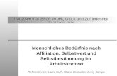 Hauptseminar SS08: Arbeit, Glück und Zufriedenheit Prof. Dr. Lorenz Fischer Menschliches Bedürfnis nach Affiliation, Selbstwert und Selbstbestimmung im.