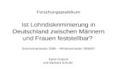 Forschungspraktikum Ist Lohndiskriminierung in Deutschland zwischen Männern und Frauen feststellbar? Sommersemester 2006 – Wintersemester 2006/07 Katrin.