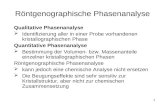 1 Röntgenographische Phasenanalyse Qualitative Phasenanalyse Identifizierung aller in einer Probe vorhandenen kristallographischen Phase Quantitative Phasenanalyse.