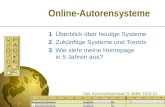 Online-Autorensysteme 1 Überblick über heutige Systeme 2 Zukünftige Systeme und Trends 3 Wie sieht meine Homepage in 5 Jahren aus? Dipl. Kommunikationswirt.