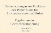 Untersuchungen zur Funktion des P38IP-Gens bei Prostatakarzinomzelllinien Ergebnisse der Chemosensitivierung Doreen Kunze 03.05.05.