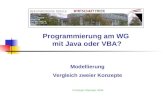 Programmierung am WG mit Java oder VBA? Christoph Oberweis 2008 Modellierung Vergleich zweier Konzepte.