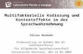 Multifaktorielle Kodierung und Kontexteffekte in der Sprachwahrnehmung Oliver Niebuhr Probevortrag im Rahmen der W1-Juniorprofessur für Allgemeine Sprachwissenschaft.