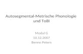 Autosegmental-Metrische Phonologie und ToBI Modul G 10.12.2007 Benno Peters.