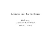 Lernen und Gedächtnis Vorlesung Christian Kaernbach Teil 1: Lernen.