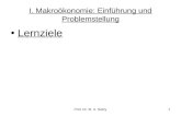 Prof. Dr. M. A. Sabry1 I. Makroökonomie: Einführung und Problemstellung Lernziele.