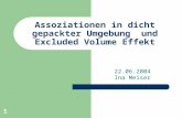 1 Assoziationen in dicht gepackter Umgebung und Excluded Volume Effekt 22.06.2004 Ina Meiser.