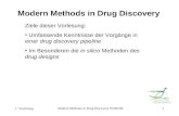 1. Vorlesung Modern Methods in Drug Discovery WS05/06 1 Modern Methods in Drug Discovery Ziele dieser Vorlesung: Umfassende Kenntnisse der Vorgänge in.