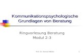 Prof. Dr. Konrad Weller1 Kommunikationspsychologische Grundlagen von Beratung Ringvorlesung Beratung Modul 2-3.