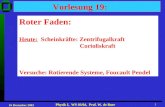 16 Dezember 2003 Physik I, WS 03/04, Prof. W. de Boer 1 1 Vorlesung 19: Roter Faden: Heute: Scheinkräfte: Zentrifugalkraft Corioliskraft Versuche: Rotierende.