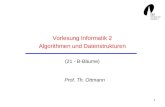 1 Vorlesung Informatik 2 Algorithmen und Datenstrukturen (21 - B-Bäume) Prof. Th. Ottmann.