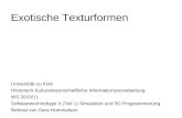 Exotische Texturformen Universität zu Köln Historisch-Kulturwissenschaftliche Informationsverarbeitung WS 2010/11 Softwaretechnologie II (Teil 1) Simulation.