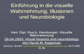Einführung in die visuelle Wahrnehmung, Illusionen und Neurobiologie Herr Dipl. Psych. Hamburger: Visuelle Wahrnehmung 26.04.2005: Visual illusions and.