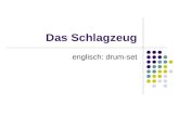 Das Schlagzeug englisch: drum-set. Ein übliches Schlagzeug-Set ist eine Kombination von Trommeln und Becken (Cymbals) macht in der Band den Rhythmus ist.