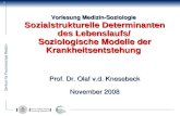 Zentrum für Psychosoziale Medizin 1 Vorlesung Medizin-Soziologie Sozialstrukturelle Determinanten des Lebenslaufs/ Soziologische Modelle der Krankheitsentstehung