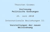 111 Thorsten Gromes Vorlesung Politische Ordnungen 25. Juni 2010 Internationale Beziehungen II: Vorstellungen der neuen Weltordnung.