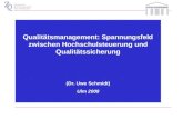 Qualitätsmanagement: Spannungsfeld zwischen Hochschulsteuerung und Qualitätssicherung (Dr. Uwe Schmidt) Ulm 2008.
