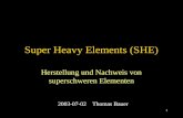 1 Super Heavy Elements (SHE) Herstellung und Nachweis von superschweren Elementen 2003-07-02 Thomas Bauer.