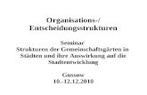 Organisations-/ Entscheidungsstrukturen Seminar Strukturen der Gemeinschaftsgärten in Städten und ihre Auswirkung auf die Stadtentwicklung Gussow 10.-12.12.2010.