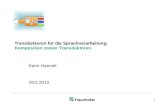 1 Transduktoren für die Sprachverarbeitung: Komposition zweier Transduktoren Karin Haenelt 28.5.2010.