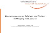 Lizenzmanagement: Gefahren und Risiken im Umgang mit Lizenzen Rechtsanwalt Thomas Feil Fachanwalt für Informationstechnologierecht und Arbeitsrecht.