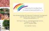 Die Drehscheibe für deutsch-indischen Austausch – ein Projekt der Deutsch-Indischen Zusammenarbeit e. V. Vortrag in der ev. Dreifaltigkeitsgemeinde, Frankfurt.