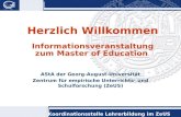 Koordinationsstelle Lehrerbildung im ZeUS Herzlich Willkommen Informationsveranstaltung zum Master of Education AStA der Georg-August-Universität Zentrum.