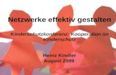 Netzwerke effektiv gestalten Kinderschutzkonferenz: Kooperation im Kinderschutz Heinz Kindler August 2009.