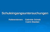 Schuleingangsuntersuchungen Referentinnen: Gabriele Scholz Catrin Bastian.