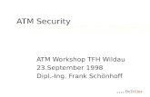 ATM Security ATM Workshop TFH Wildau 23.September 1998 Dipl.-Ing. Frank Schönhoff.