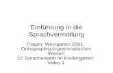 Einführung in die Sprachvermittlung Fragen: Weingarten 2001: Orthographisch-grammatisches Wissen 12: Spracherwerb im Kindergarten: Video 1.