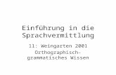 Einführung in die Sprachvermittlung 11: Weingarten 2001 Orthographisch-grammatisches Wissen.