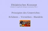 Didaktisches Konzept Lehrplan Evangelische Religion Gymnasium Sek. I Prinzipien des Unterrichts: Erfahren – Verstehen - Handeln.