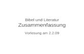 Bibel und Literatur Zusammenfassung Vorlesung am 2.2.09.