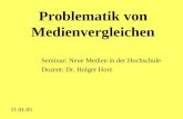 Problematik von Medienvergleichen Seminar: Neue Medien in der Hochschule Dozent: Dr. Holger Horz 11.01.05.