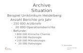 Worzyk FH Anhalt Telemedizin WS 04/05 Archive - 1 Archive Situation Beispiel Uniklinikum Heidelberg: Anzahl Berichte pro Jahr –250 000 Arztbriefe – 20.