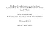 Die Landesarbeitsgemeinschaft der Werkstätten für behinderte Menschen Berlin - LAG WfbM - Vorstellung in der Katholischen Hochschule für Sozialwesen 18.
