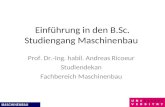 Einführung in den B.Sc. Studiengang Maschinenbau Prof. Dr.-Ing. habil. Andreas Ricoeur Studiendekan Fachbereich Maschinenbau.