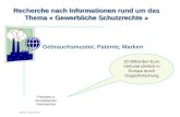 Spree SoSe 2010 Recherche nach Informationen rund um das Thema « Gewerbliche Schutzrechte » Gebrauchsmuster, Patente, Marken 20 Milliarden Euro Verluste.
